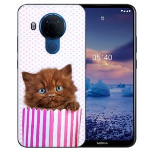 Nokia 5.4 Schutzhülle Silikon TPU Handy Hülle mit Fotodruck Kätzchen Braun