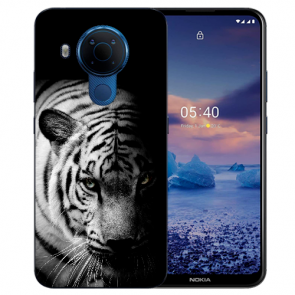 Silikon TPU für Nokia 5.4 Schutzhülle Handy Hülle mit Fotodruck Tiger Schwarz Weiß