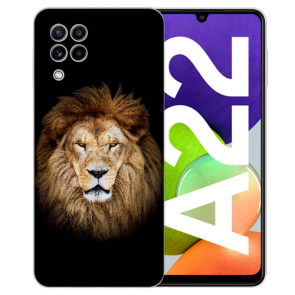 TPU Silikon Hülle für Samsung Galaxy A22 (4G) mit Bilddruck Löwenkopf