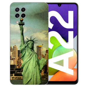 Samsung Galaxy A22 (4G)TPU Silikon Hülle mit Freiheitsstatue Fotodruck