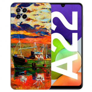 Samsung Galaxy A22 (4G) Silikon TPU Handy Hülle mit Gemälde Fotodruck 