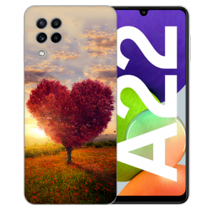Samsung Galaxy A22 (4G)TPU Silikon Hülle mit Herzbaum Fotodruck