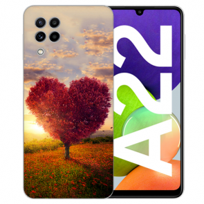 Samsung Galaxy A22 (4G)TPU Silikon Hülle mit Herzbaum Fotodruck 