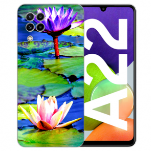 Silikon TPU Handy Hülle für Samsung Galaxy A22 (4G) mit Fotodruck Lotosblumen
