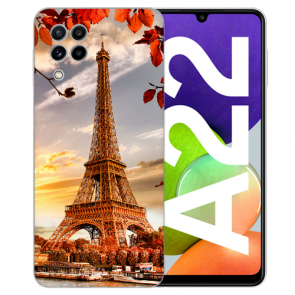 Samsung Galaxy A22 (4G)TPU Silikon Hülle mit Fotodruck Eiffelturm