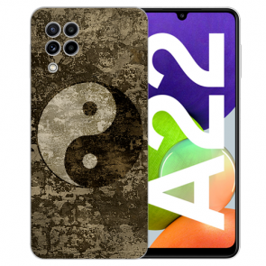Samsung Galaxy A22 (4G) Silikon TPU Handy Hülle mit Yin Yang Fotodruck