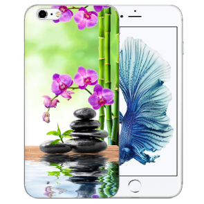 iPhone 6 / iPhone 6S Handy TPU Hülle mit Fotodruck Orchidee Bambus und Basaltsteine