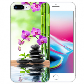 iPhone 7 + / iPhone 8 Plus TPU Hülle mit Fotodruck Orchidee Bambus und Basaltsteine