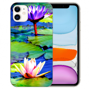 iPhone 11 Handy Hülle Silikon TPU mit Bilddruck Lotosblumen