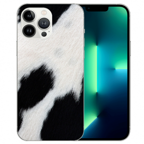 Silikon Schutzhülle TPU Cover Case für iPhone 14 Pro Kuhmuster Fotodruck Etui