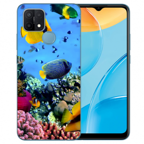 Silikon Handy Hülle mit Fotodruck Korallenfische für Oppo A15 Etui