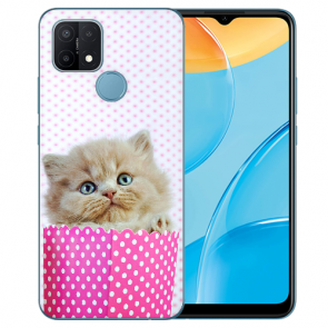 Oppo A15 Silikon TPU Handy Hülle mit Fotodruck Kätzchen Baby