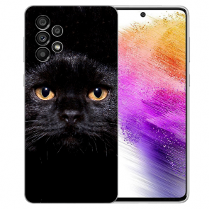 Silikoncover TPU Case für Samsung Galaxy A73 (5G) Fotodruck Schwarze Katze 