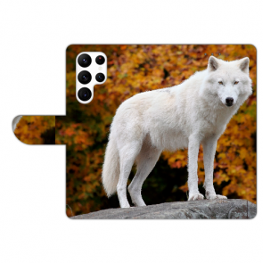 Flipcase Schutzhülle für Samsung Galaxy S23 Ultra (5G) mit Fotodruck Polarwolf