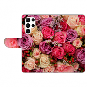 Flipcase Schutzhülle für Samsung Galaxy S23 Ultra (5G) mit Fotodruck Rosen
