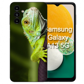 Schutzhülle Silikon Cover Case für Samsung Galaxy A24 mit eigenem Eidechse Fotodruck Etui
