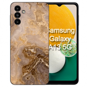Silikon Handyhülle Cover Case für Samsung Galaxy A24 mit eigenem Marmor Braun Fotodruck Schale