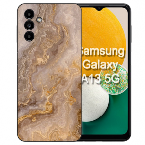 TPU Flip Case Handy Hülle für Samsung Galaxy A25 (5G) mit eigenem Bilddruck Marmor Hellbraun