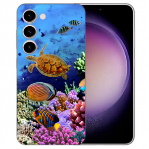Foto Handy Hülle Silikon Fotohülle Bilddruck Aquarium Schildkröten für Samsung Galaxy S24 (5G) Etui