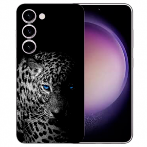 TPU Hülle Cover Case Leopard mit blauen Augen Fotodruck für Samsung Galaxy S23 Plus (5G)