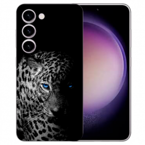 TPU Foto Handy Hülle Bilddruck Leopard mit blauen Augen Case Cover für Samsung Galaxy S24 (5G) Fotohülle 