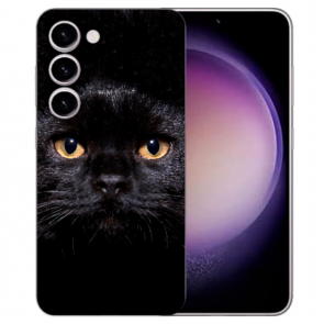 Handy Hülle TPU Foto Bilddruck Schwarz Katze Case Cover für Samsung Galaxy S24 (5G) Fotohülle 