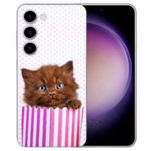 Silikon Cover Case Handy Schale Bilddruck Kätzchen Braun für Samsung Galaxy S23 (5G) 