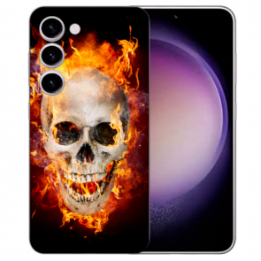 TPU Silikon Schutzhülle Backcover für Samsung Galaxy S25 Plus mit Bilddruck Totenschädel Feuer