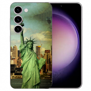 Personalisierte Silikoncover für Samsung Galaxy S25 Plus mit Bilddruck Freiheitsstatue
