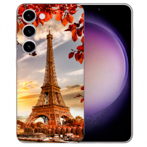 Schutzhülle TPU Handy Hülle für Samsung Galaxy S23 (5G) mit Eiffelturm Bilddruck 