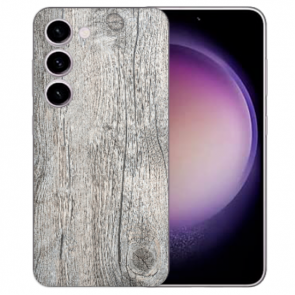 Handy Hülle TPU Cover mit Bilddruck Holzoptik Grau für Samsung Galaxy S23 (5G)