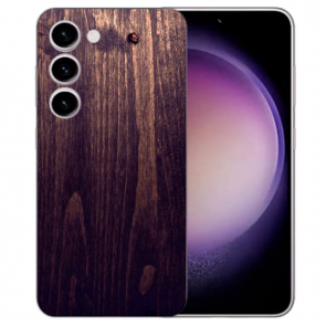 Personalisierte Handyhülle TPU Cover für Samsung Galaxy S24 Plus (5G) Bilddruck HolzOptik Dunkelbraun Cover Case