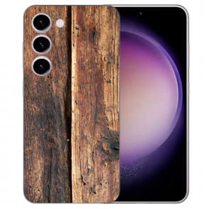 Silikon Handy Hülle mit Bilddruck Holzoptik für Samsung Galaxy S23 (5G)