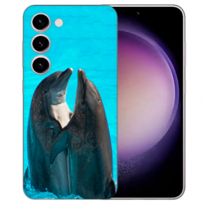 Silikon Fotohülle Schale Case für Samsung Galaxy S24 (5G) Bilddruck Delfine TPU Cover Etui
