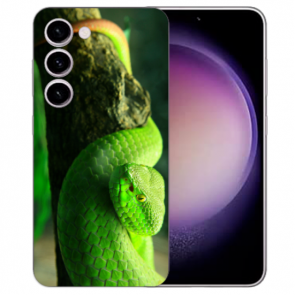 TPU Schale Silikon Fotohülle Case für Samsung Galaxy S24 (5G) Bilddruck Grüne Schlange Cover Etui