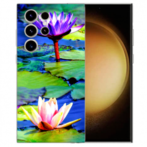 Handyhülle Silikon Schutzhülle Cover Fotodruck Lotosblumen für Samsung Galaxy S24 Ultra Cover