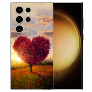Silikon Schutzhülle Cover Case Fotodruck Herzbaum für Samsung Galaxy S23 Ultra (5G) 