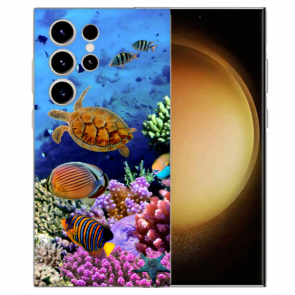 Silikon Hülle Cover Case für Samsung Galaxy S23 Ultra (5G) Fotodruck Aquarium Schildkröten