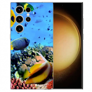 Personalisierte Silikon Hülle Cover für Samsung Galaxy S23 Ultra (5G) Fotodruck Korallenfische 