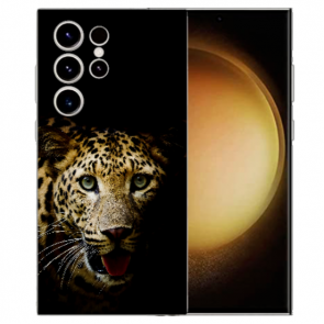 Silikon TPU Hülle Cover Case für Samsung Galaxy S23 Ultra (5G) Fotodruck Leopard 