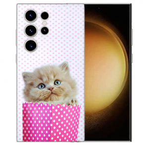 Silikon Individuelle Hülle TPU für Samsung Galaxy S24 Ultra Etui Cover Case Bilddruck Kätzchen Baby 