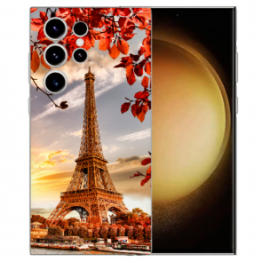 Schutzhülle Silikon Hülle TPU Case Eiffelturm Bilddruck für Samsung Galaxy S24 Ultra Cover 