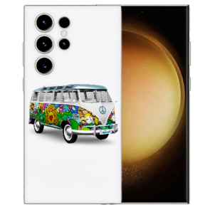 Schutzhülle TPU Silikon Cover für Samsung Galaxy S23 Ultra (5G) Bilddruck Hippie Bus
