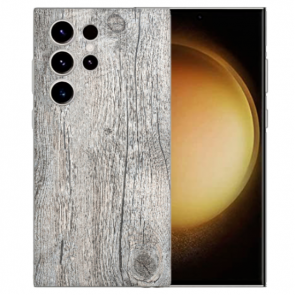 Personalisierte Silikoncover für Samsung Galaxy S25 Ultra mit Bilddruck Holzoptik Grau 
