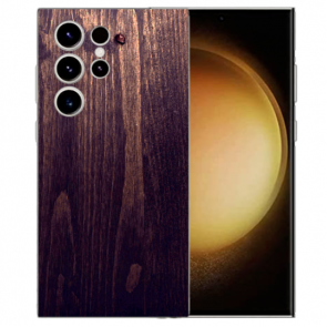 TPU Schutzhülle Schale Cover für Samsung Galaxy S24 Ultra Holzoptik Dunkelbraun Bilddruck Case