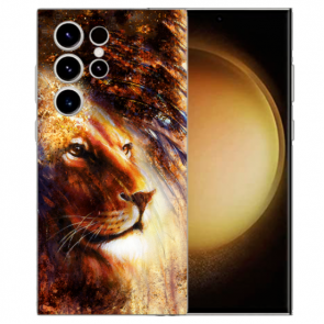 TPU Schutzhülle Cover Case Bilddruck Löwenkopf Porträt für Samsung Galaxy S23 Ultra (5G)