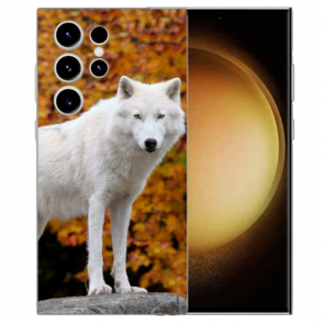 TPU Silikon Handyhülle Etui Polarwolf Bilddruck Cover Case für Samsung Galaxy S24 Ultra
