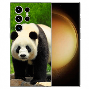 Silikon Handyhülle für Samsung Galaxy S24 Ultra Etui Panda Bilddruck Cover Case 