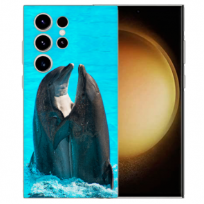 Silikon Handyhülle TPU Delfine Bilddruck Cover Case für Samsung Galaxy S24 Ultra Etui