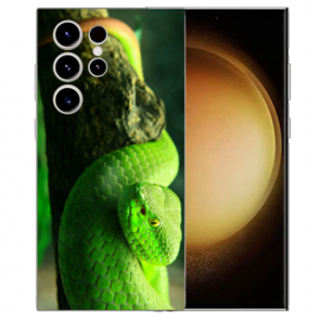 Silikon Handyhülle Schale für Samsung Galaxy S24 Ultra Grüne Schlange Bilddruck Cover Case 